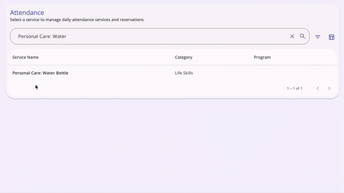 A gif showing how to open the Attendance View for non Reservation service