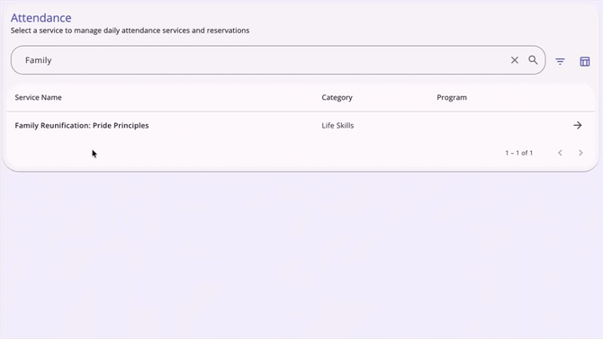 A gif showing how to open the Reservations Attendance View