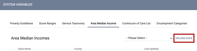 AMI Please Select Option and UPLOAD DATA