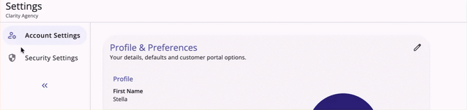 Account Settings Collapse Expand arrows example