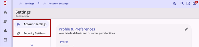 Account Settings full page example with 2 tabs highlighted