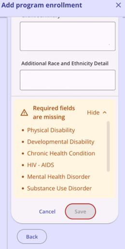 Add Program Enrollment with list of items missing Mobile version
