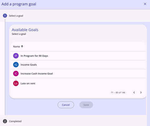 Add a program goal modal example