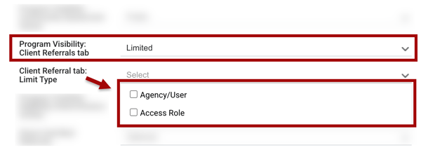 Additional options for Client Referrals Tab Program Visibility