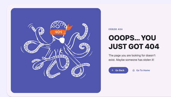 An example of the 404 error page in the new interface