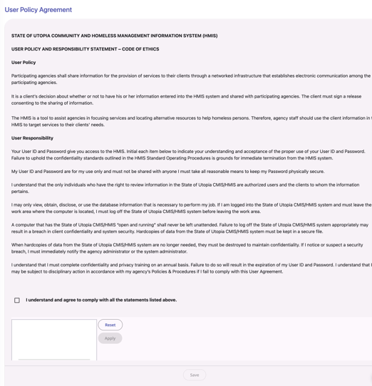 Example of a User Policy Agreement