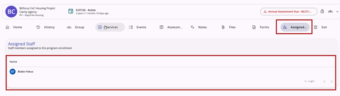 Assigned Staff Tab