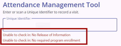 Attendance Management Tool showing block messages
