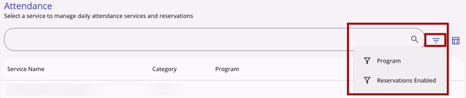 Attendance Module with Search and Filter Options displayed