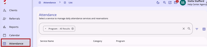 Attendance Tab in Primary Navigation sidebar