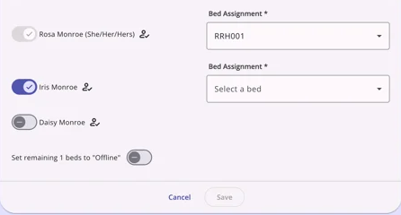 CQ Reassigning Household Members to Beds