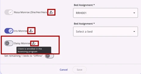 CQ Reassigning Household to Beds Enrollment Icon