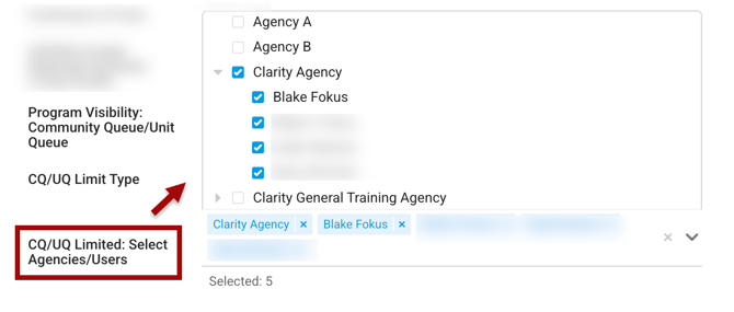 CQ UQ Limited Select Agencies and Users Example