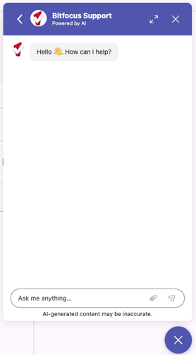 Chat widget showing the basic Ask me anything field