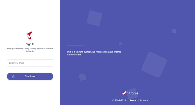 Clarity Human Services Login Page