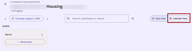 Clicking Calendar View on the Reservation Attendance page