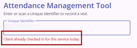 Client Already Checked in Message