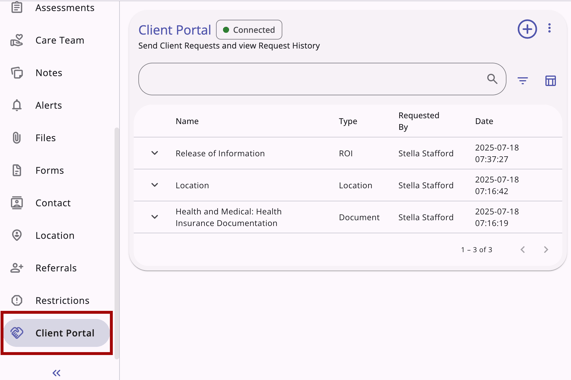 Client Portal Tab example