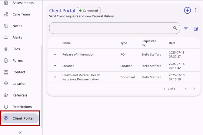 Client Portal Tab example