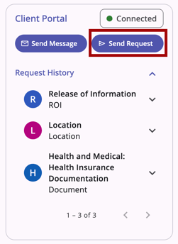 Client Portal card Send Request button