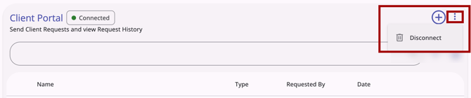 Client Portal page Action Menu