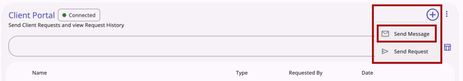 Client Portal page Send Message process