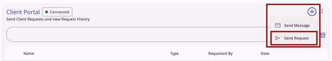 Client Portal page Send Request button