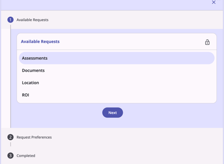 Client Portal page Send Request modal