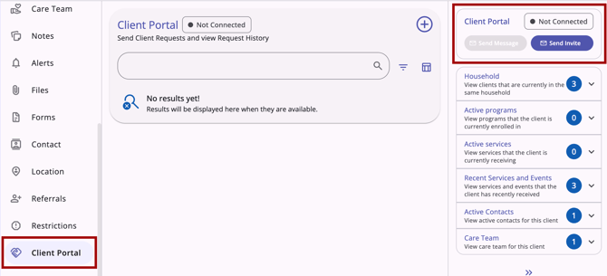 Client Portal page and Client Portal card example