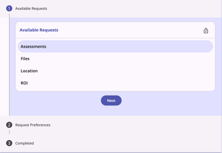 Client Portal send a request modal showing the available requests