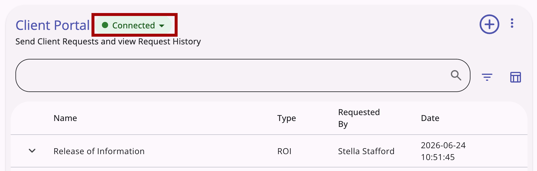 Client Portal tab showing the Connected status