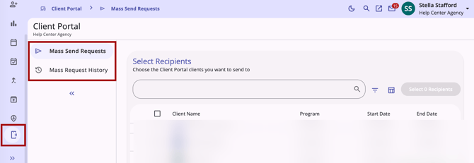 Client Portal tab shown with options available