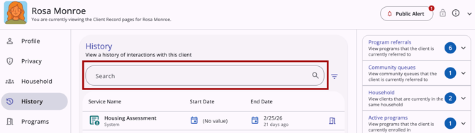 Client Record.Search Bar