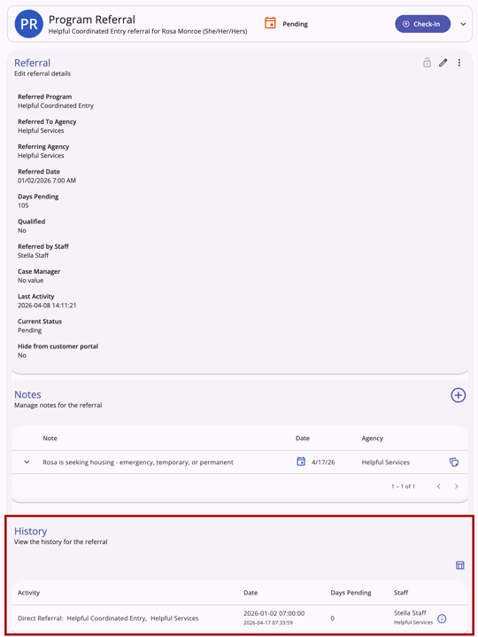 Client Referral History