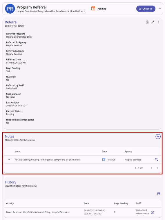 Client Referral Notes