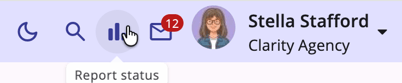 The primary header showing the Report Status icon with tooltip