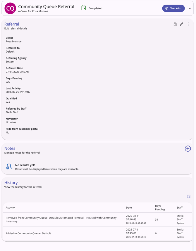 Community Queue Referral