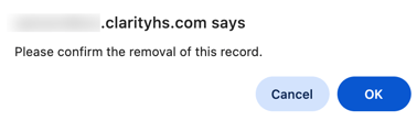 Confirm Deletion of Record_Search Page
