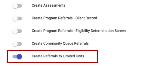 Create Referrals to Limited Units Access Right