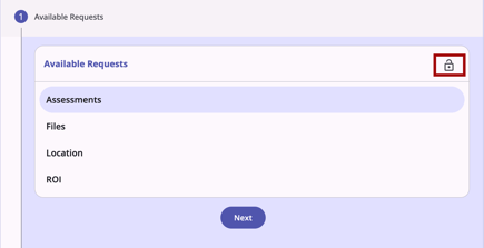 Customer portal send a request modal with privacy lock icon highlighted