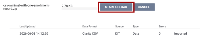 DIT Start Upload Button