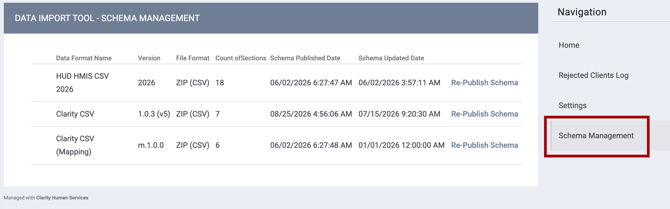 DIT with Schema Management highlighted on Navigation