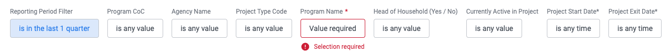 Program Roster Filters