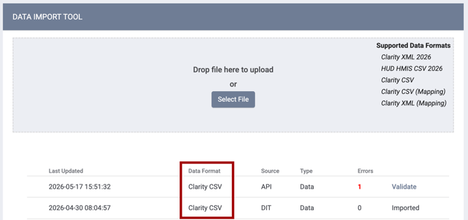 Data Format Column with Clarity CSV File