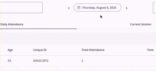 Date Picker updates shown in the Daily Attendance Tab