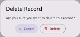 Delete Record Confirmation Dialog
