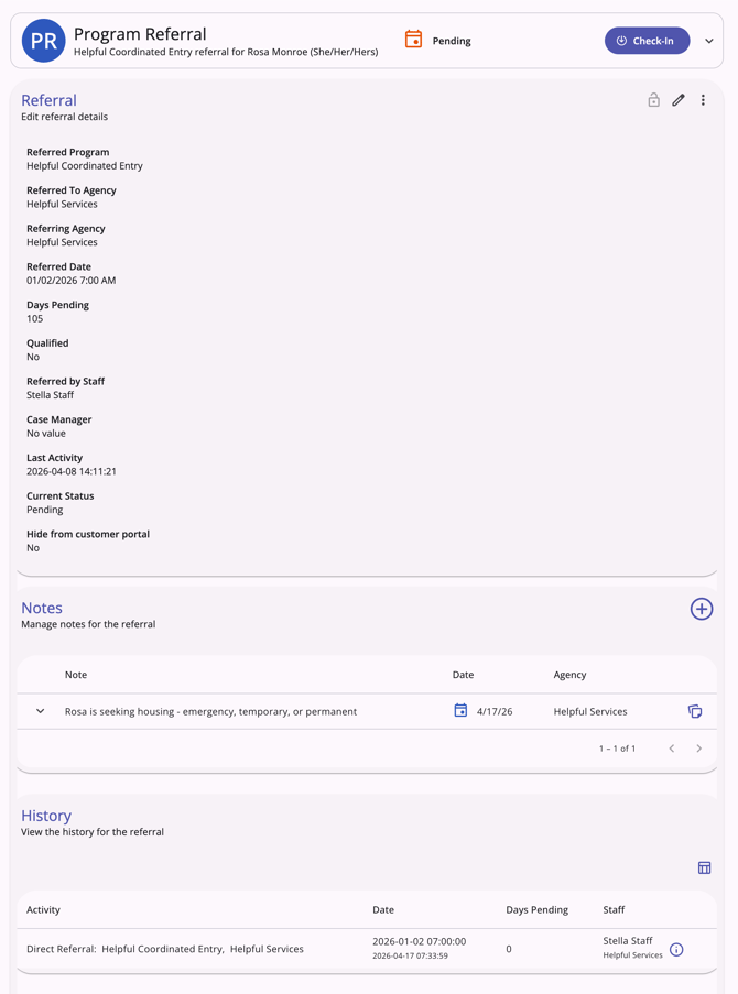 Direct Program Referral page