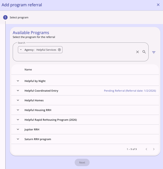Direct Referrals Add Referral modal