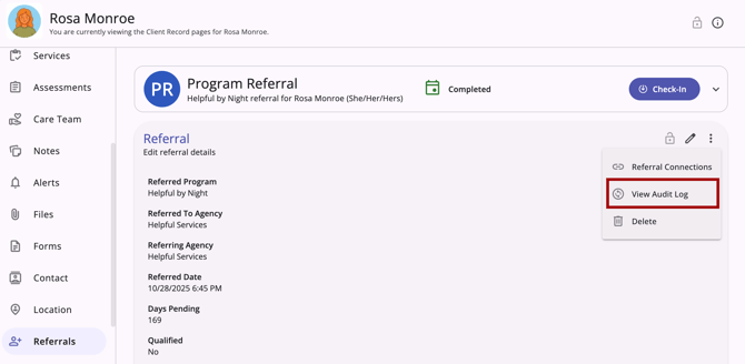 Direct Referrals Audit Log Access