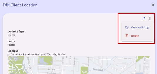 Edit Client Location side sheet
